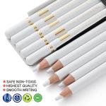 MARKART Professional White Charcoal Pencils Set, 5 Pieces Sketch Highlight Charcoal Pencils for Drawing, Sketching, Shading, Blending, White Chalk Pencils for Beginners & Artists