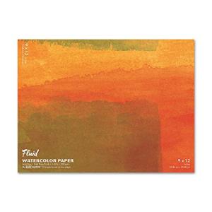 Fluid Watercolor Paper Block, 9 x 12 inches, 15 Sheets, 140 lb (300 GSM) Cold Press Artist Paper Pad for Painting and Wet Media