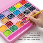 HIMI Deluxe 24 Colors Jelly Gouache Paint Gift Set – Complete Art Kit with Pad, Spray, Palette, Brushes, Painting Knife, Foldable Bucket & Refills for Beginners, Students & Artists