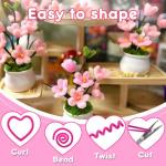 URSDIART 311pcs Pipe Cleaners Flowers,300 Pink Pipe Cleaners Crafts Pastel Chenille Stems Bulk 10 Flower Stems Green Tape, Art and Craft Projects Supplies for Classroom Project,Decoration