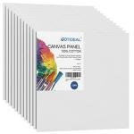 GOTIDEAL Canvases for Painting, 12x12 inch of 12, Professional Primed White Blank Flat Canvas Panels- 100% Cotton Artist Canvas Boards for Acrylics Painting, Oil Watercolor Tempera