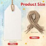 120 Pcs Watercolor Tags with Attached String, Blank Gift Tags Handmade Tags 140 lb/300 GSM Watercolor Paper Cards for Paint, DIY Crafts, Holiday, Wedding(3.75 x 1.75 inch)