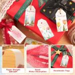 120 Pcs Watercolor Tags with Attached String, Blank Gift Tags Handmade Tags 140 lb/300 GSM Watercolor Paper Cards for Paint, DIY Crafts, Holiday, Wedding(3.75 x 1.75 inch)