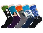 SoxEra Famous Paintings Printed Whimsical Socks - Casual Crew - LIKE FINE ART, WEAR FINE ART - 5 Pairs (Plastic Ziplock Package)