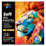 Arts Pal Soft Oil Pastels Set, 24 Vibrant Colors, Oil Pastel Crayons for Artists, Beginners, Teachers, Students, Great Blending and Layering for Art Supplies, Art Painting, Drawing (10 x 70 mm)