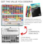 CHROMATEK Watercolor Paint Set – 128 Vibrant Colors for Artists & Beginners with Palette – Includes Metallic, Fluorescent, Pastel & Opaque Shades, Brushes, Pad, Swatch Sheets & Travel Case