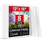 ESRICH Canvas Boards for Painting 12x16 Inch, 8 Pack Canvases for Painting Cotton Primed Acid Free Large Blank Canvas Panels for Oil Paint, Watercolor, Acrylic Paint, Gouache and Tempera.