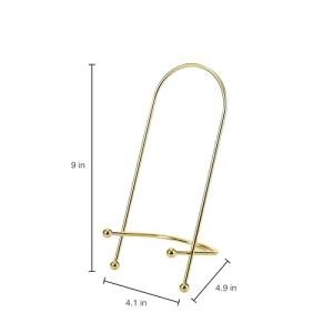Golden Curved Wire Photo Easel by Studio Décor - Decorative Stand for Pictures, Frames, Books, Cards, Plates - 1 Pack