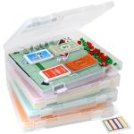 4-Pack Art & Craft Organizer Storage Case - Semi Transparent Stackable Plastic Craft Storage Container, Project Organizer Box Paper Custom Size Fit 8.5 x 11 Paper & More 12.4 x 10.8 x 1.7 In