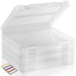 4-Pack Art & Craft Organizer Storage Case - Semi Transparent Stackable Plastic Craft Storage Container, Project Organizer Box Paper Custom Size Fit 8.5 x 11 Paper & More 12.4 x 10.8 x 1.7 In