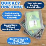 4-Pack Art & Craft Organizer Storage Case - Semi Transparent Stackable Plastic Craft Storage Container, Project Organizer Box Paper Custom Size Fit 8.5 x 11 Paper & More 12.4 x 10.8 x 1.7 In