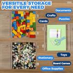4-Pack Art & Craft Organizer Storage Case - Semi Transparent Stackable Plastic Craft Storage Container, Project Organizer Box Paper Custom Size Fit 8.5 x 11 Paper & More 12.4 x 10.8 x 1.7 In
