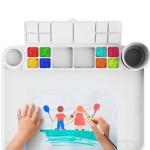 Svartur Silicone Painting Mat with Cup and Palette Removable, 17"X13" Thick Silicone Art Mat for Craft with Raised Edge for Resin DIY Making, White