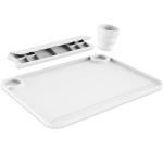 Svartur Silicone Painting Mat with Cup and Palette Removable, 17"X13" Thick Silicone Art Mat for Craft with Raised Edge for Resin DIY Making, White