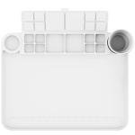 Svartur Silicone Painting Mat with Cup and Palette Removable, 17"X13" Thick Silicone Art Mat for Craft with Raised Edge for Resin DIY Making, White