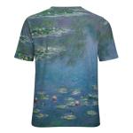 joo meryer Women's Art Oil Painting Starry Night Short Sleeve Loose Fit T-Shirts Tunic Top,Monet Water Lilies,2XL