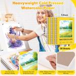 Watercolor Paper Pad, 5.5" x 8.5" Spiral Bound Art Sketch Book, Pack of 3 (90 Sheets),(140lb/300g) Artist Water Color Drawing Paper for Adults, Art Supplies for Teens, Mixed Media Markers Journal