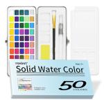 REALART Watercolor Paint Set 90 Colors with Metallic in Portable Box, Paint Kit with Watercolor Papers and Brushes, Water Color Set for Beginners & Professionals (50 COLOR)