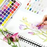 REALART Watercolor Paint Set 90 Colors with Metallic in Portable Box, Paint Kit with Watercolor Papers and Brushes, Water Color Set for Beginners & Professionals (50 COLOR)