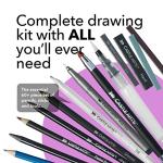 Castle Art Supplies 60 Piece Drawing & Sketching Set | Quality Graphite, Charcoal, Pastel, Water Soluble Pencils + Sticks, Fineliners | for Professional and Adult Artists | in Carry-Anywhere Zip Case