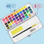 REALART Watercolor Paint Set 90 Colors with Metallic in Portable Box, Paint Kit with Watercolor Papers and Brushes, Water Color Set for Beginners & Professionals (50 COLOR)