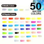 REALART Watercolor Paint Set 90 Colors with Metallic in Portable Box, Paint Kit with Watercolor Papers and Brushes, Water Color Set for Beginners & Professionals (50 COLOR)
