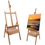 Reuentone Studio H-Frame Easel with Storage, Mast Adjustable to 75", Hold Canvas up to 41",Beechwood Artists Easel for Adults, Students, Beginner, Artists