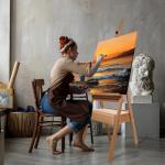 Reuentone Studio H-Frame Easel with Storage, Mast Adjustable to 75", Hold Canvas up to 41",Beechwood Artists Easel for Adults, Students, Beginner, Artists