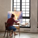 Reuentone Studio H-Frame Easel with Storage, Mast Adjustable to 75", Hold Canvas up to 41",Beechwood Artists Easel for Adults, Students, Beginner, Artists