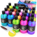 ARTME Iridescent Acrylic Paint Set, 20 Chameleon Colors in 8.45 oz/250ml Bottles, Large Bulk Color-shifting Acrylic Paint Perfect for Artists, Beginners on Canvas, Rocks, Wood, Fabric with Paint Knife