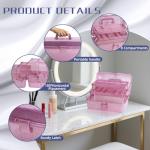 PENCK 3-Tier Stackable Storage Organizer Box, Art & Craft Storage Container, Carry Tackle Organizer, Medicine Cosmetic for Art Supply Makeup Hair Accessories Painting Tools (Pink)