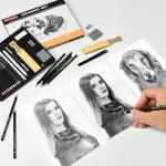 BUUTIIGER Pro Artist Pencil Kit - 22 Piece Drawing & Sketching Set/Graphite Pencils (6H-10B), Charcoal Sticks, Stumps & Tools for Realistic Shading, Detail Work & Holiday Gifts