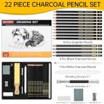 BUUTIIGER Pro Artist Pencil Kit - 22 Piece Drawing & Sketching Set/Graphite Pencils (6H-10B), Charcoal Sticks, Stumps & Tools for Realistic Shading, Detail Work & Holiday Gifts