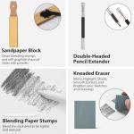 BUUTIIGER Pro Artist Pencil Kit - 22 Piece Drawing & Sketching Set/Graphite Pencils (6H-10B), Charcoal Sticks, Stumps & Tools for Realistic Shading, Detail Work & Holiday Gifts
