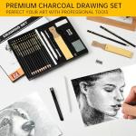 BUUTIIGER Pro Artist Pencil Kit - 22 Piece Drawing & Sketching Set/Graphite Pencils (6H-10B), Charcoal Sticks, Stumps & Tools for Realistic Shading, Detail Work & Holiday Gifts