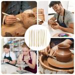 10-Piece Double Ended Clay Sculpting Tools Ceramic Wooden Clay Modeling Sculpture Tools Polymer Modeling Clay Tools Pottery Cutting Tool Kit Supplies for Cutting, Soap Carving and Smoothing
