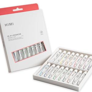 HIMI Gouache Paint Tube Set -18 Colors 12ml, with Rich Pigments, Gouache paint Non-Toxic, suitable for Beginners, Artists, and Hobby Painters. Beautiful Gifts for Art Supplies Painting（18 colors）