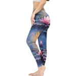 Irisjudy Painting Waterlilies Print Yoga Pants Oil Paint Art Flowers High Waisted Leggings for Women Workout Gym Sweatpants