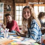 Shuttle Art 44 Pcs Magic Foam Texture Painting Kit, Including 28 Pcs Foam Texture Paper, 12 Colors Brush Tip Acrylic Paint Markers, Magical 3D Effect Painting Kit