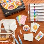 Shuttle Art 44 Pcs Magic Foam Texture Painting Kit, Including 28 Pcs Foam Texture Paper, 12 Colors Brush Tip Acrylic Paint Markers, Magical 3D Effect Painting Kit