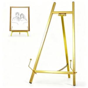 BeeCoAoo 16.5" Metal Easel Stand for Sign – Elegant Table Top Easel for Display, Heavy Duty Tabletop Picture Easel Stand for Wedding Sign, Picture Frame, and Art (Gold)