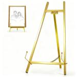 BeeCoAoo 16.5" Metal Easel Stand for Sign – Elegant Table Top Easel for Display, Heavy Duty Tabletop Picture Easel Stand for Wedding Sign, Picture Frame, and Art (Gold)