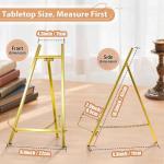 BeeCoAoo 16.5" Metal Easel Stand for Sign – Elegant Table Top Easel for Display, Heavy Duty Tabletop Picture Easel Stand for Wedding Sign, Picture Frame, and Art (Gold)