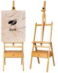 DJAR Large Art H-Frame Easel with Storage Drawer and Shelf, Middle Mast Adjustable to 75", Solid Beech Wood Painting Wooden Easel for Adults, Students, Hold Canvas up to 36", Natural