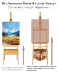 DJAR Large Art H-Frame Easel with Storage Drawer and Shelf, Middle Mast Adjustable to 75", Solid Beech Wood Painting Wooden Easel for Adults, Students, Hold Canvas up to 36", Natural