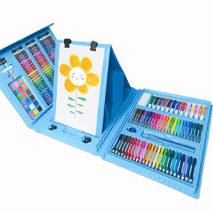 DLUCKY 208 PCS Art Supplies, Drawing Art Kit for Adults Art Set with Double Sided Trifold Easel, Oil Pastels, Crayons, Colored Pencils, Watercolor Pens Gift for Girls Boys Artist,Blue