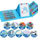 DLUCKY 208 PCS Art Supplies, Drawing Art Kit for Adults Art Set with Double Sided Trifold Easel, Oil Pastels, Crayons, Colored Pencils, Watercolor Pens Gift for Girls Boys Artist,Blue