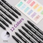 TWOHANDS Drawing Micro Art Pens Colors 01, Fineliner Ink Pens,Set of 12 Technical Drawing pen 0.25mm,Pigment Pen,Fine Point,colord,Waterproof,NO-bleed for Art Watercolor,Sketching,Anime,Manga, 21281