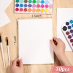 30 Sheets Watercolor Paper 8.5 x 11, 140 lb/300 GSM Cold Press Watercolor Paper Bulk White Water Color Paper Cotton Paper for Kids Students Adults Beginners Artists