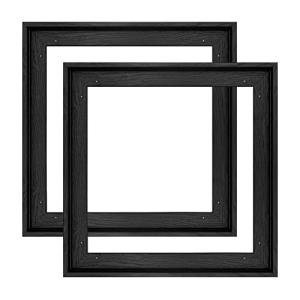 FOLKOR Floater Frame for 14x14 Canvas Paintings with 0.6-0.8” Deep, 2 Pack Square Canvas Floating Frame for Oil Paintings Art Prints Artwork, Horizontal or Vertical Display for Home Wall Decor (Black)